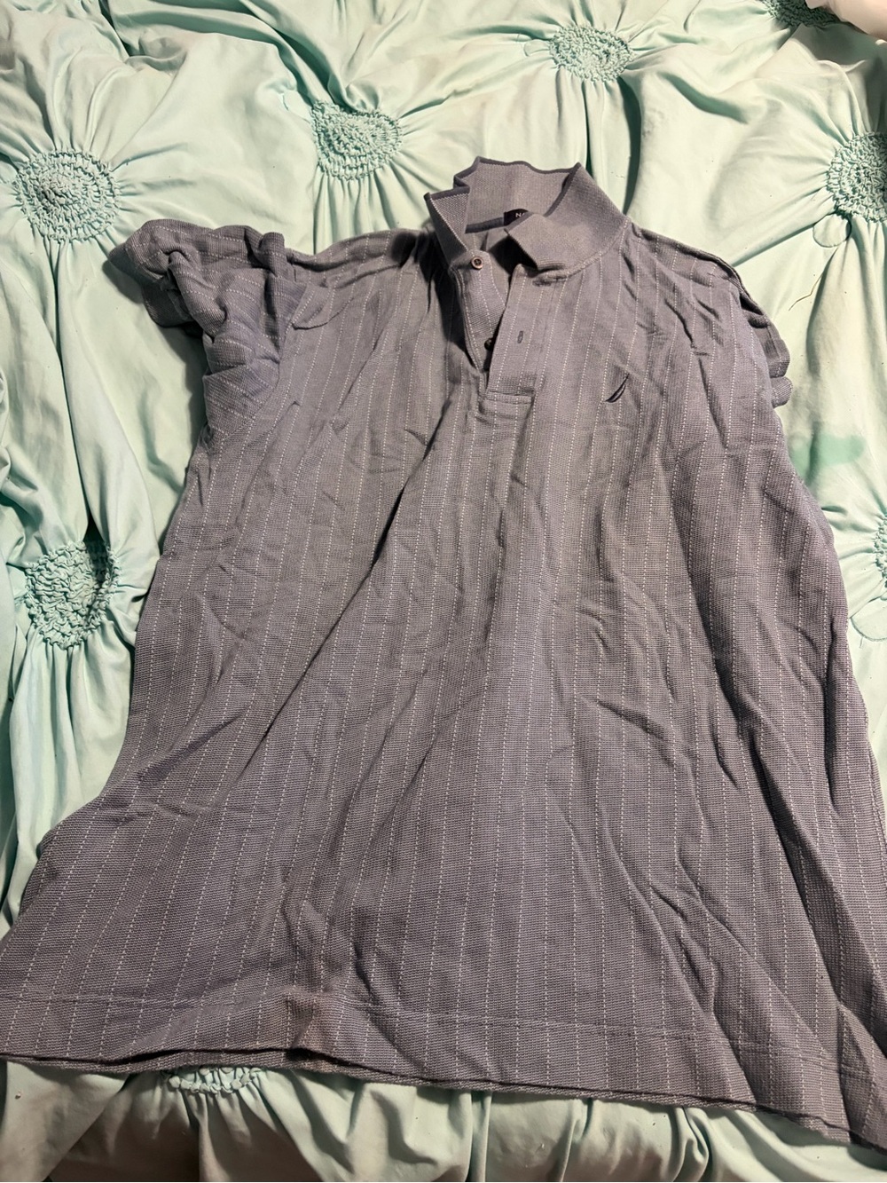 Nautica Lavender Pinstripe Polo Shirt